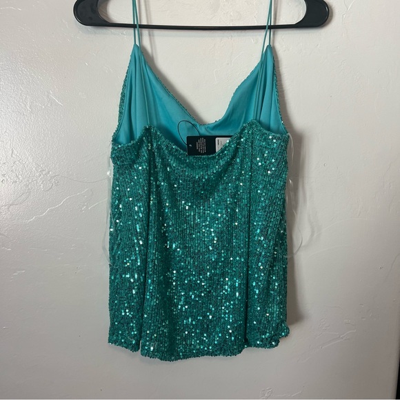 NWT Fashion Nova Turquoise Seffani Sequin Spaghetti-Strap Cami Size 2X - Picture 5 of 5
